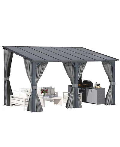 Aecojoy 14'x8' Wall Gazebo with Curtains and Mosquito Netting