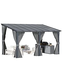 Aecojoy 14'x8' Wall Gazebo with Curtains and Mosquito Netting