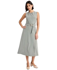 Luxely Women's Crewneck Sleeveless Flare Midi Dress