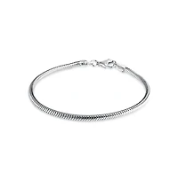 Bling Jewelry Unisex .925 Sterling Silver Snake Link Chain Bracelet Add Charms
