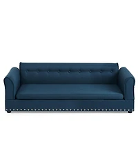 Aostirmotor Oversized Pet Sofa, Modern Linen Fabric Elevated Dog Bed with Backrest & Armrest for Large Dogs