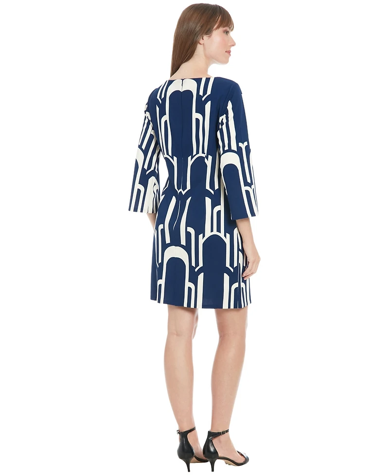London Times Women's Boat Neck Mini Sheath Dress