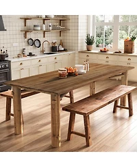Tribesigns Solid Wood Dining Table for 6, 63-Inch Wooden Kitchen Table with Strong Legs, Farmhouse Rectangle Dinner Table