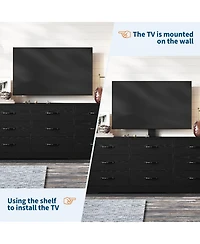 gaomon Modern Tv Stand with Mount, 55 Inch Entertainment Center with 9 Drawers, Adjustable Height Media Console for TVs 85 Inch