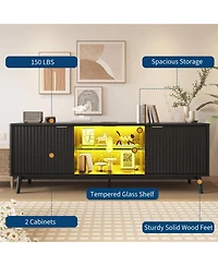 gaomon Tv Stand Entertainment Center with Storage Cabinets,Open Shelves & Power Outlets Media Tv Console Table for Up to 75" Tv