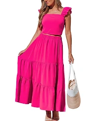 Cupshe Women's Square Neck Ruffle Trim Matching Sets