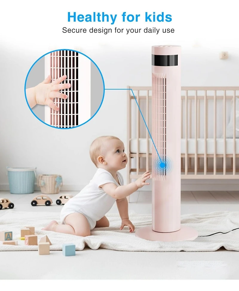 Antarctic Star Digital Oscillating Tower Fan, 3-Speed with Remote & 12H Timer