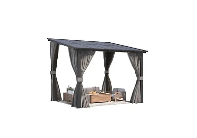 Aecojoy 10'x8' Wall Gazebo with Curtains and Mosquito Netting
