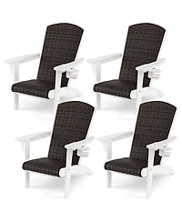 Gymax 4PCS Patio Adirondack Chair Wide Armrests & Hidden Cupholder