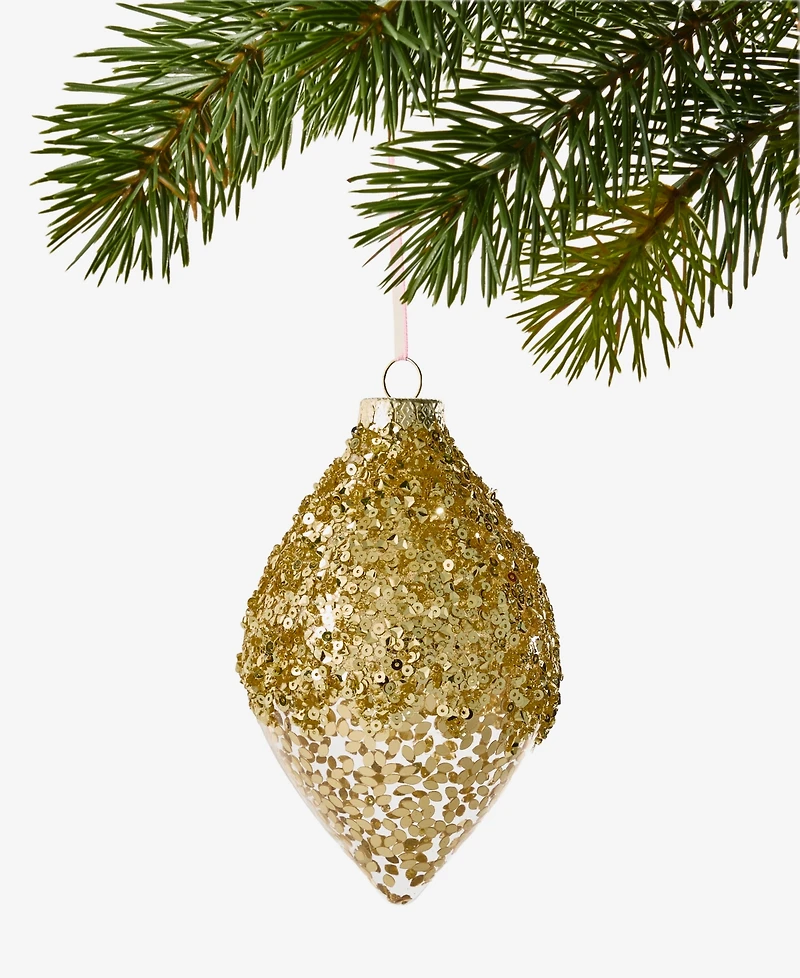 Holiday Lane Berry Tones Gold Glass Drop Ornament, Macy's Exclusive