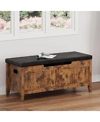 Gaomon Storage Bench with Cushion, Wooden Chest Storage Box with 2 Safety Hinges