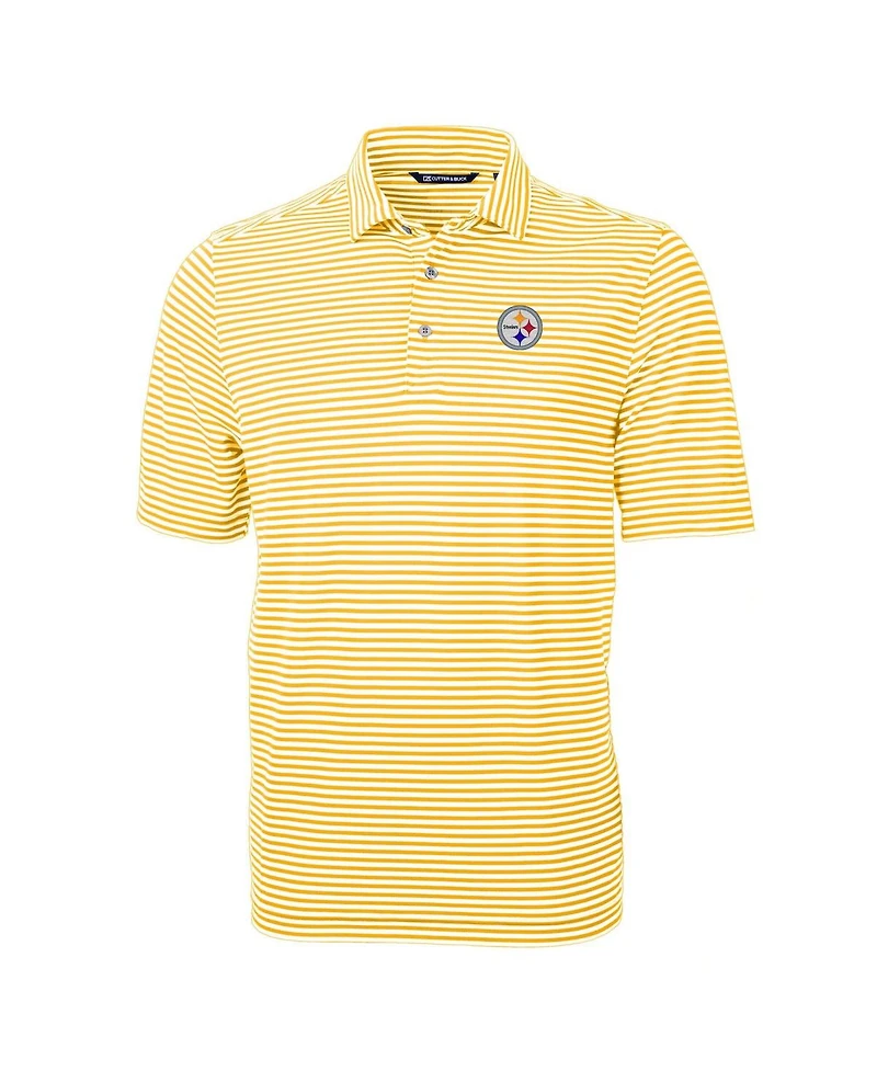 Cutter & Buck Men's Gold Pittsburgh Steelers Virtue Eco Pique Stripe Polo Shirt
