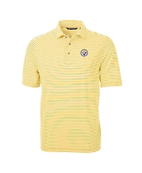 Cutter & Buck Men's Gold Pittsburgh Steelers Virtue Eco Pique Stripe Polo Shirt