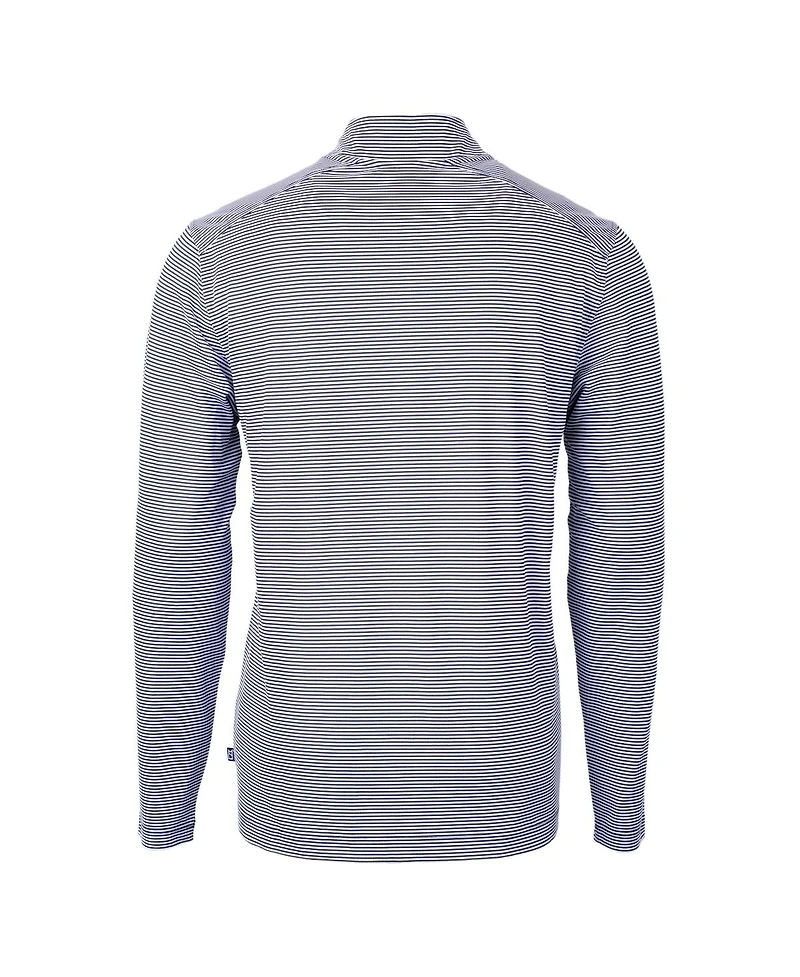 Cutter & Buck Men's Navy/White New York Yankees Virtue Eco Pique Micro Stripe Quarter-Zip Pullover Sweatshirt
