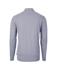 Cutter & Buck Men's Navy/White New York Yankees Virtue Eco Pique Micro Stripe Quarter-Zip Pullover Sweatshirt