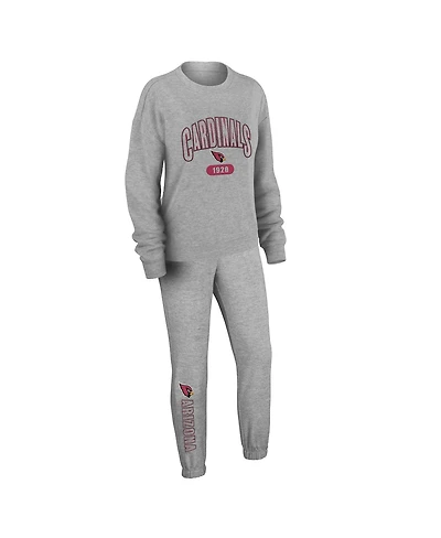 Wear By Erin Andrews Women's 2-Piece Heather Gray Arizona Cardinals Knit Long Sleeve Tri-Blend T-Shirt and Pants