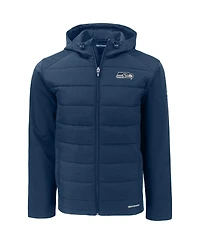 Cutter & Buck Men's College Navy Seattle Seahawks Evoke PrimaLoft Hybrid Eco Softshell Full-Zip Hooded Jacket