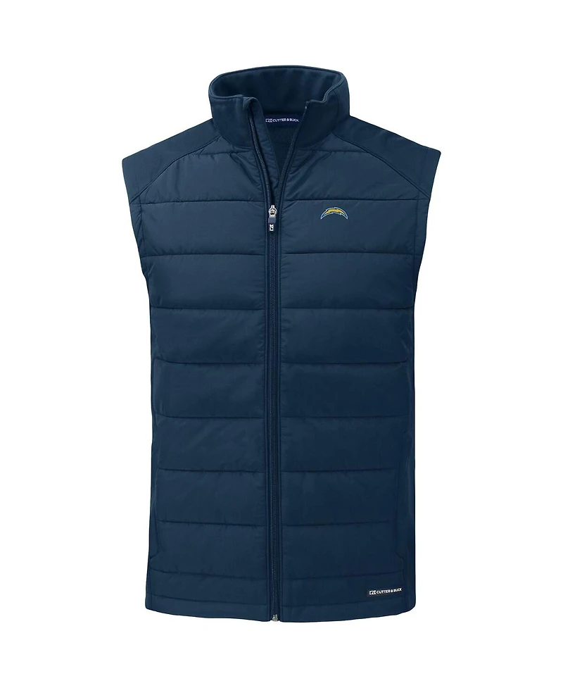 Cutter & Buck Men's Navy Los Angeles Chargers Primary Mark Evoke PrimaLoft Hybrid Eco Softshell Full-Zip Vest
