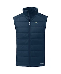 Cutter & Buck Men's Navy Los Angeles Chargers Primary Mark Evoke PrimaLoft Hybrid Eco Softshell Full-Zip Vest