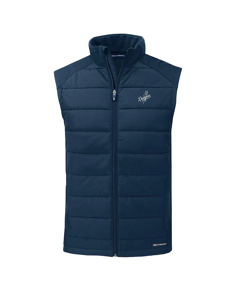 Cutter & Buck Men's Navy Los Angeles Dodgers Evoke Hybrid Eco Softshell Full-Zip Vest