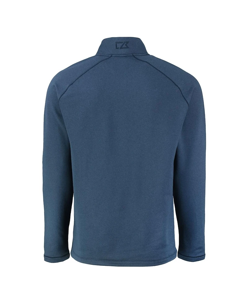 Cutter & Buck Men's Heather Navy New England Patriots Peshastin Eco Fleece Tri-Blend Raglan Quarter-Zip Jacket