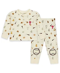 Wear By Erin Andrews Newborn 2-Piece Cream Philadelphia Phillies Waffle-Knit Sleep Set