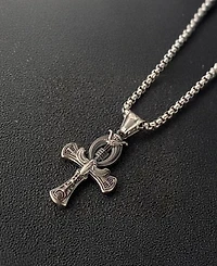 Rhona Sutton Men's Stainless Steel Imperial Empire Pendant Necklace