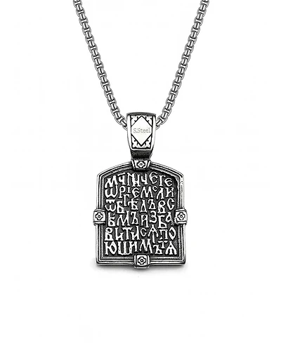 Rhona Sutton Men's Book of Revelation Stainless Steel Pendant Necklace