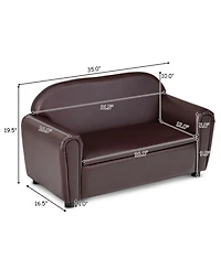 Gymax Kids Sofa Armrest Chair Lounge Couch Wood Construction Storage Box Living Room