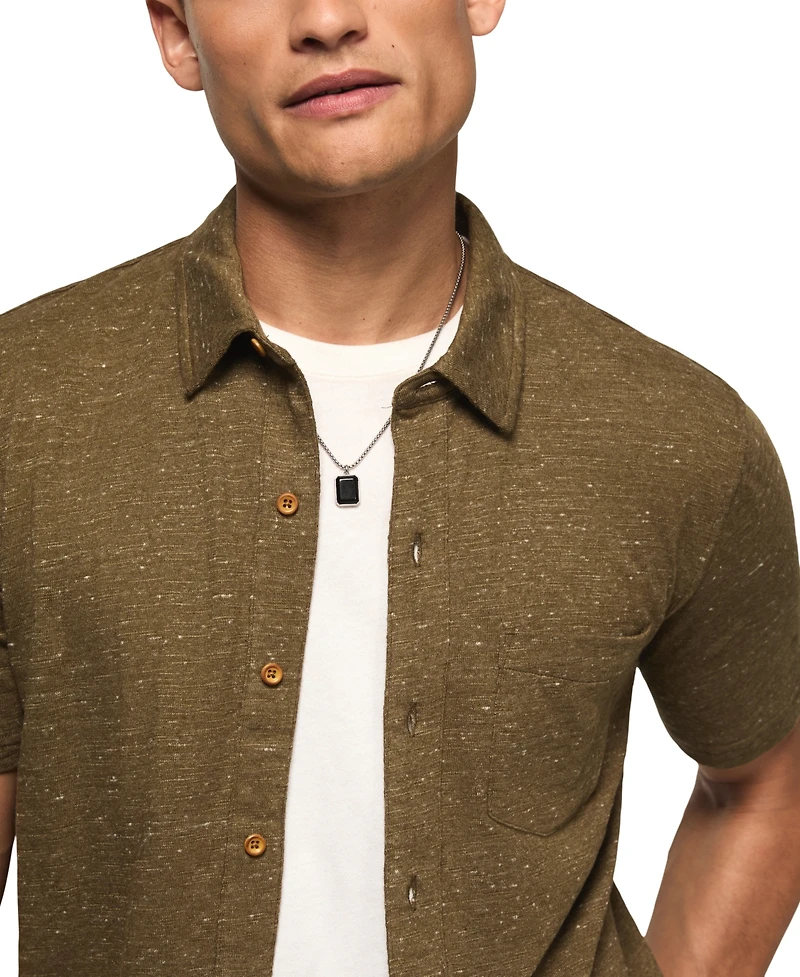 Lucky Brand Men's Short-Sleeve Linen Knit Shirt