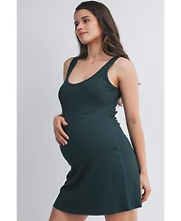 Hello Miz Maternity Ribbed Bodycon Mini Tank Dress with Built-In Shorts