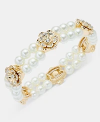 Charter Club Imitation Pearl Flower Stretch Bracelet, Macy's Exclusive