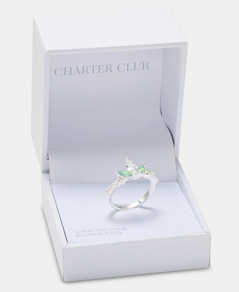 Charter Club Cubic Zirconia & Green Crystal Ring, Macy's Exclusive