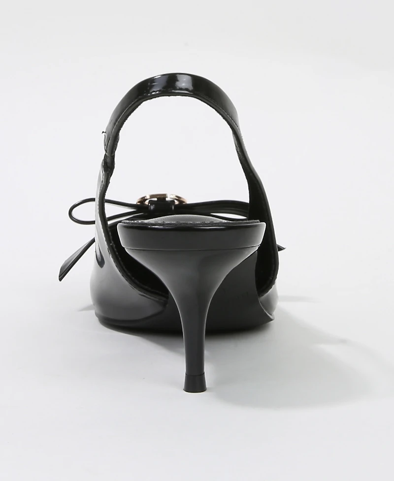 Berness Women's Charleigh Slingback Kitten Heels with Bow Detail