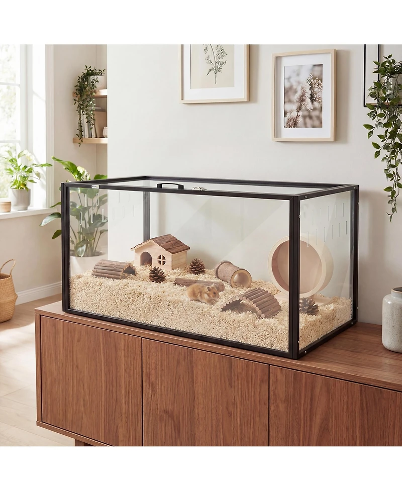 PawHut Large Acrylic Hamster Cage, Chewproof Guinea Pig Cage