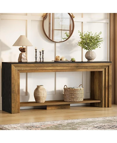 Tribesigns Long Console Table, 2-Tier Farmhouse Narrow Wooden Sofa Table for Living Room, Entryway, Hallway, Foye