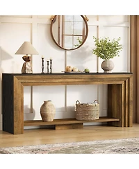 Tribesigns Long Console Table, 2-Tier Farmhouse Narrow Wooden Sofa Table for Living Room, Entryway, Hallway, Foye