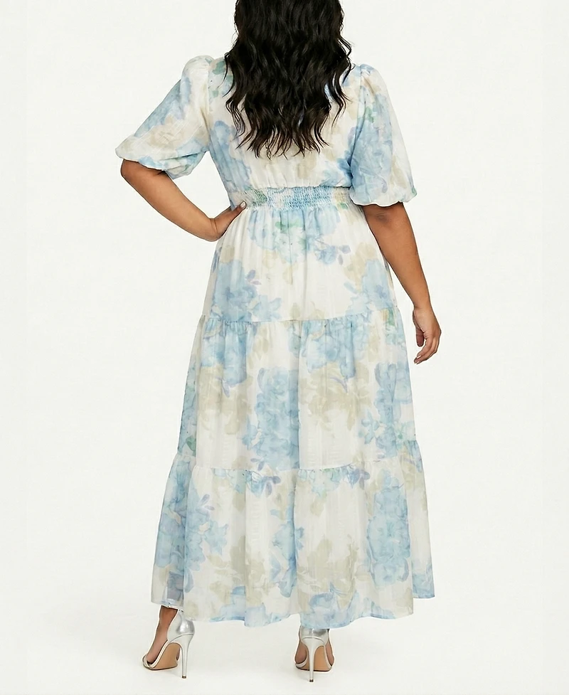 Taylor Plus Size Twist-Front V-Neck Maxi Dress