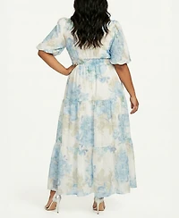 Taylor Plus Size Twist-Front V-Neck Maxi Dress
