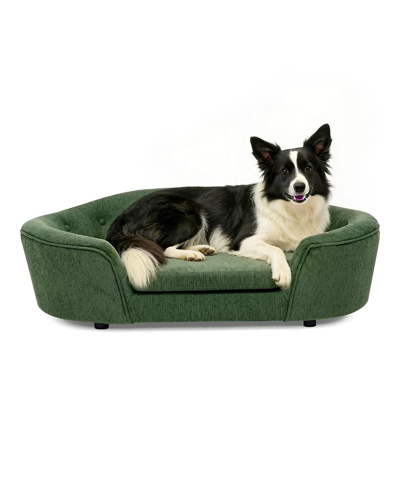 6thdruple Oversized Oval Dog Sofa Bed with Tufted Backrest