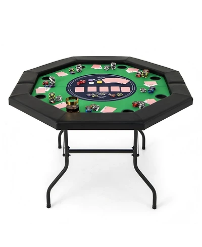 Hongge 48 Inches Foldable Poker Table with Padded Rails and Cup Holders