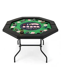Hongge 48 Inches Foldable Poker Table with Padded Rails and Cup Holders