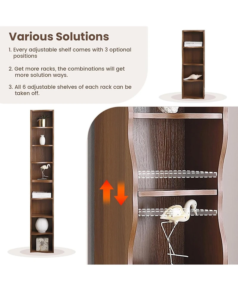 Rainsken 8-Tier Tall Narrow Bookshelf