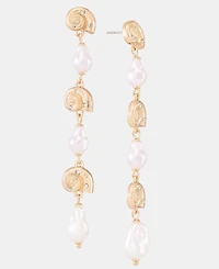 I.n.c. International Concepts Pave Shell & Imitation Pearl Linear Drop Earrings, Macy's Exclusive