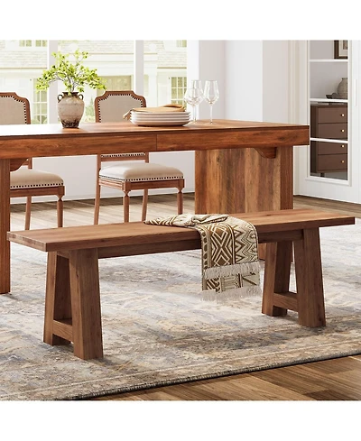 Tribesigns Solid Wood Dining Bench with A-Shaped Legs, 55.12-Inch Farmhouse Entryway Bench
