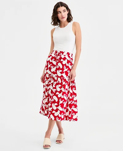 Nautica Women's Paisley-Print Ruffle Midi Skirt