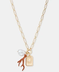 On 34th Pave & Imitation Pearl Multi-Charm Pendant Necklace, 36" + 2" extender, Macy's Exclusive