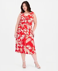Anne Klein Essentials Plus Faux-Placket A-Line Dress