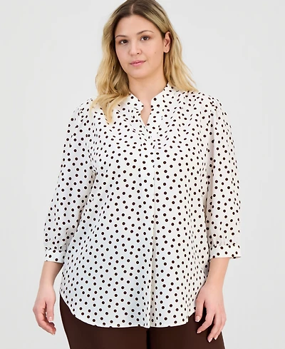 Anne Klein Plus Printed 3/4-Sleeve Blouse