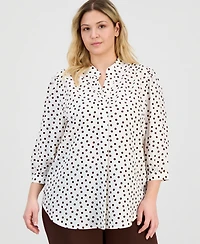 Anne Klein Plus Printed 3/4-Sleeve Blouse